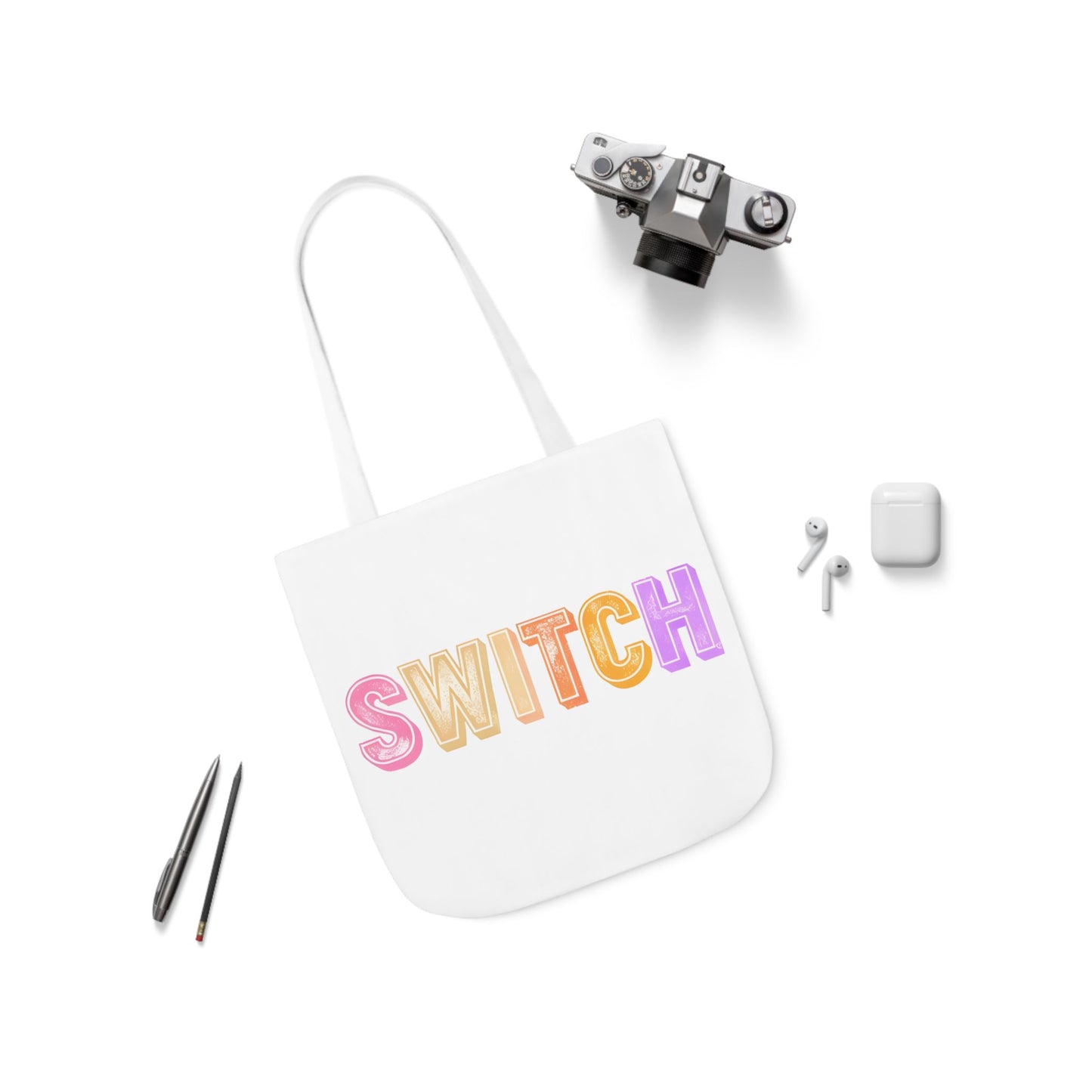 Colourful Canvas Tote with 'SWITCH' - Perfect Queer Fashion Accessory